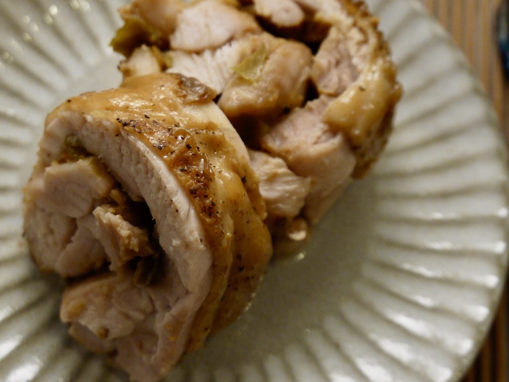 鶏もも肉の熟唐みそ巻き